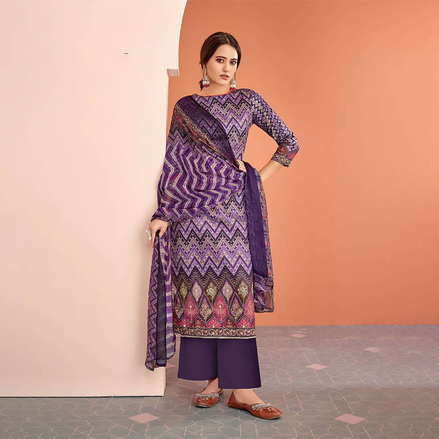 Purple  Jam cotton Casual Suit